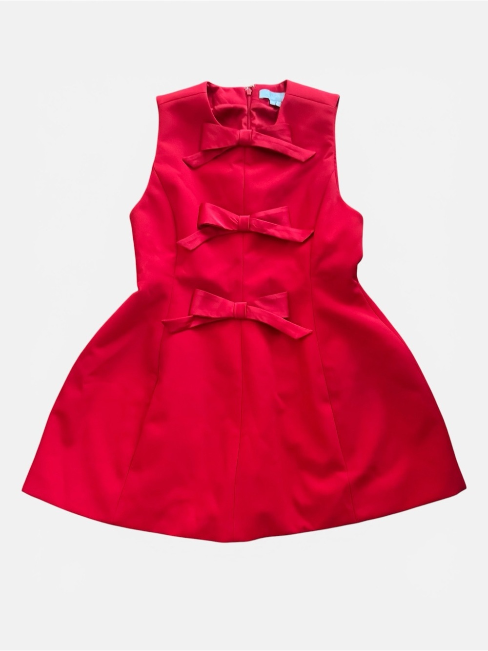 Hill House Bright Red Blythe Bow Mini Dress, Size Large, Classic, Luxury
